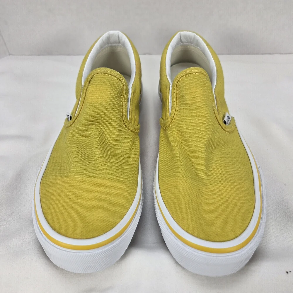 VANS Customs Slip-On Yellow Canvas Shoes Unisex Kids Size 3‎ Flat Comfort